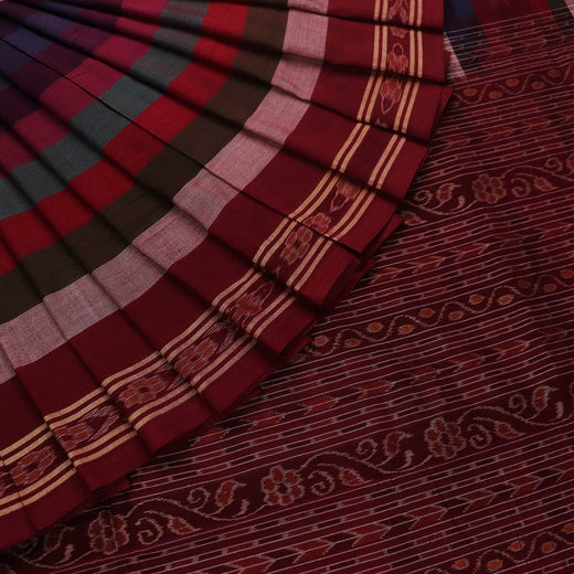 Maroon Sambalpuri Cotton Saree A22-23-02979