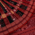 Handloom Black Sambalpuri Cotton Saree with Maroon ikkat border