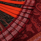 Handloom Orange Sambalpuri Cotton Saree with Maroon ikkat border