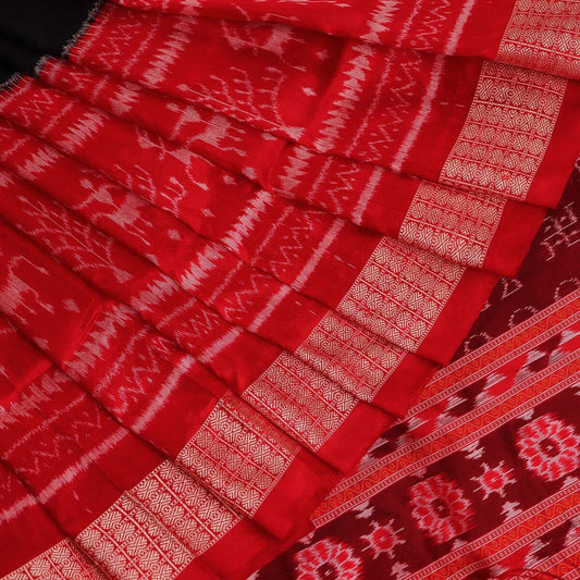 Handloom Black Sambalpuri Silk Saree with Red border