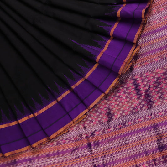 Handloom Black Sambalpuri Saree with ikkat border