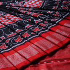 Handloom Black Sambalpuri Silk Saree with Red ikkat border