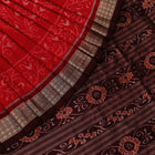Handloom Red Sambalpuri Silk Saree with Maroon ikkat border