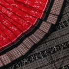 Handloom Red Sambalpuri Silk Saree with Black ikkat border