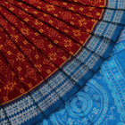 Handloom Maroon Sambalpuri Saree with Blue ikkat border