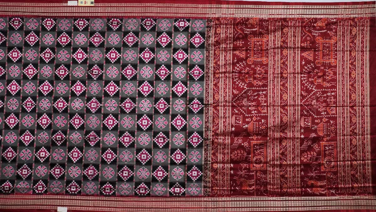 Red and White Odisha Khandua Sambalpuri Silk Saree | Crafts Collection |  Reviews on Judge.me