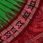 Handloom Green Sambalpuri Silk Saree with Maroon border