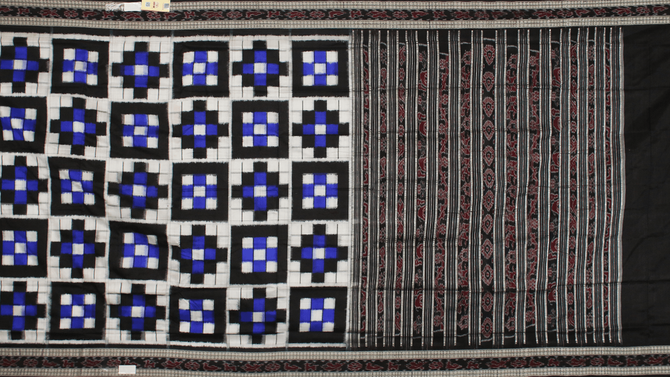 Grey Sambalpuri Ikat Cotton Sari