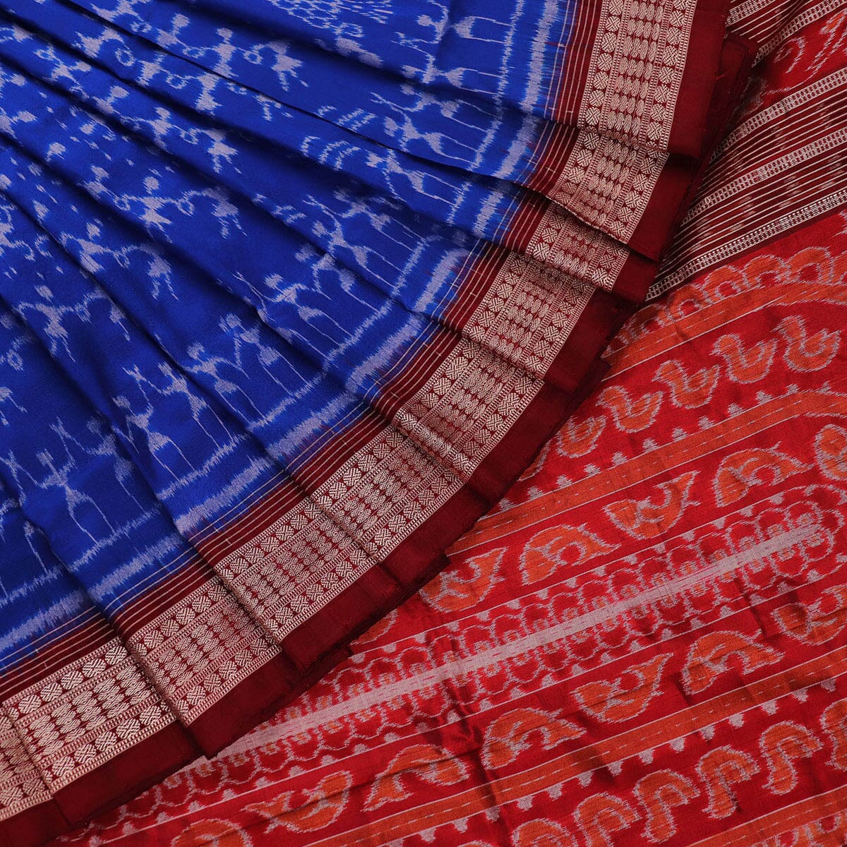 Red Ikkat Sambalpuri Silk Saree | D342100698 – Priyadarshini Handloom