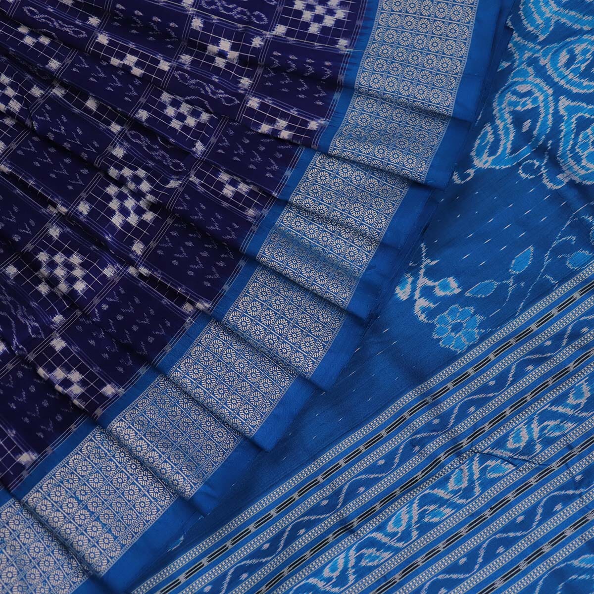 Handloom Blue Sambalpuri Silk Saree with Blue border