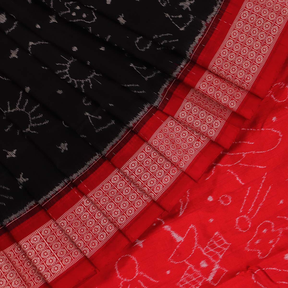 Priyadarshini Handloom -Handloom Sambalpuri Ikkat Silk Saree, Traditional Saree, Indian Saree, Handloom Saree, Silk Saree, Ethnic Saree, Festive Saree, Ikat Weaving, Ikat Design, Premium Quality, Unique Pattern, Tie-Dye.