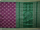 Handloom Magenta Sambalpuri Saree with Green ikkat border