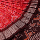 Handloom Red Sambalpuri Silk Saree with Maroon ikkat border
