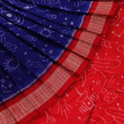 Handloom Blue Sambalpuri Silk Saree with Red ikkat border
