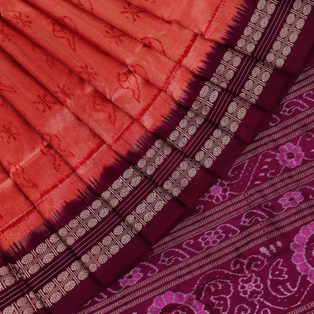 Handloom Multi-Color Sambalpuri Silk Saree with Purple border
