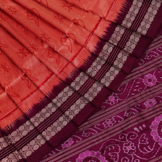 Handloom Multi-Color Sambalpuri Silk Saree with Purple border