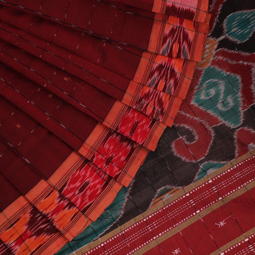 ହ୍ୟାଣ୍ଡଲୁମ୍ ସମ୍ବଲପୁରୀ ପଲି-କଟନ୍ ଇକ୍କାଟ ସାରୀ |