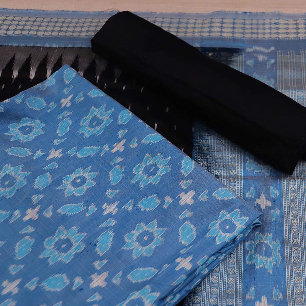 Blue Ikkat Sambalpuri Silk Dress Material | C251600440 Priyadarshini Handloom Blue Ikkat Sambalpuri Silk Dress Material | C251600440 Priyadarshini Handloom