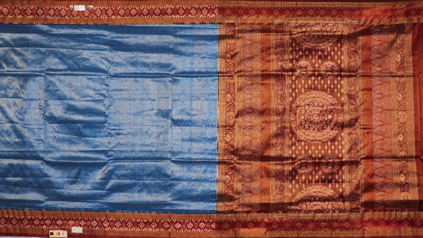 Blue Sambalpuri pure silk saree