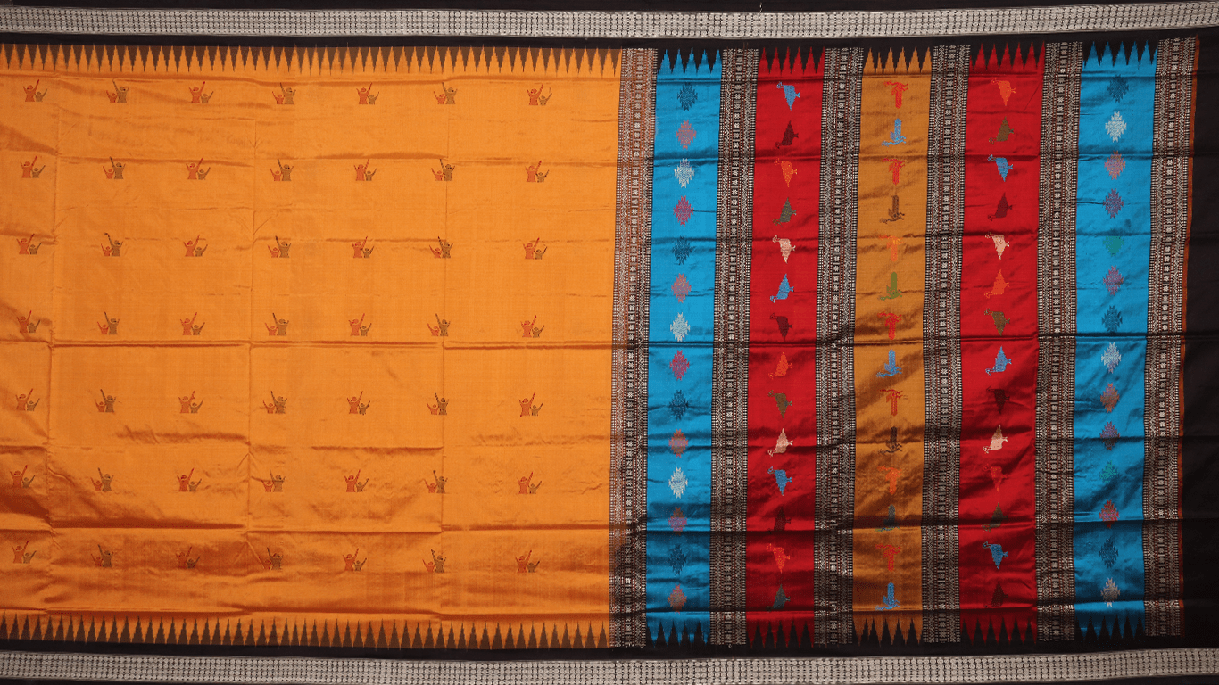 Yellow sambalpuri Bomkai silk saree – Boyanika Odisha