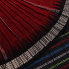 Handloom Maroon Bomkai Silk Saree with Black ikkat border