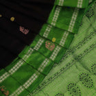 Handloom Black Bomkai Silk Saree with Green border