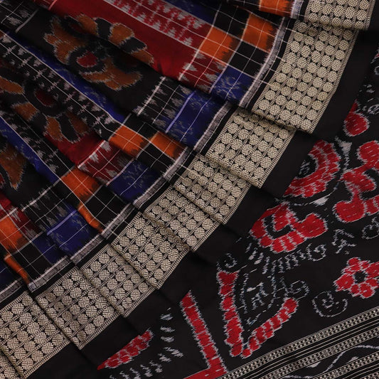 Handloom Multi-Color Utkallaxmi Silk Saree with Black border