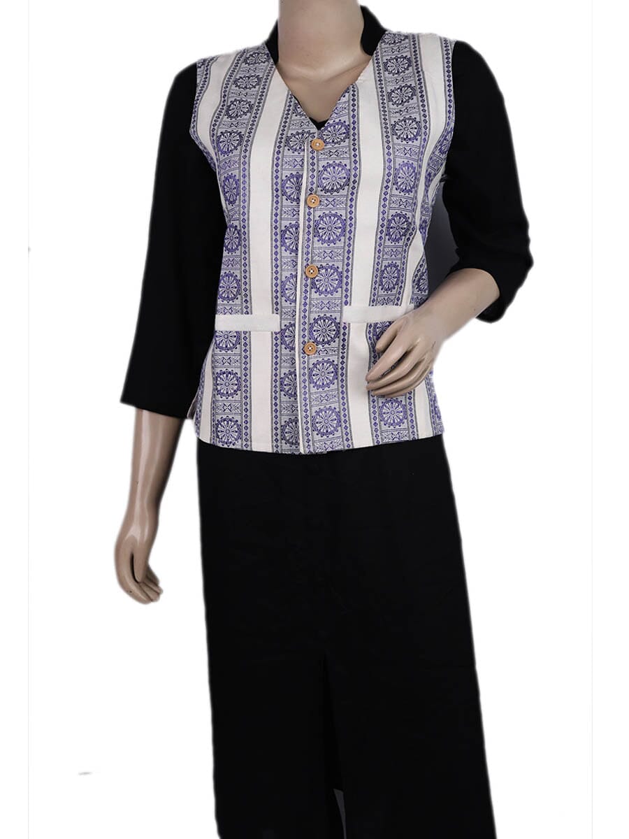Handwoven Cotton Jacket Handloom Jacket_Women Priyadarshini Handloom 