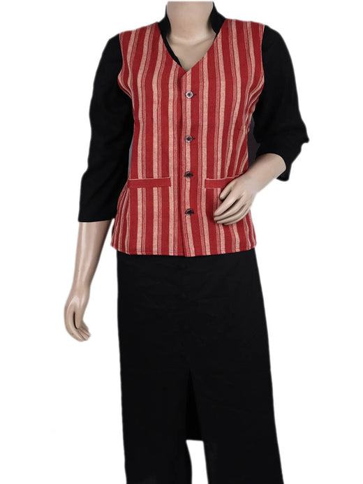 Maroon Sambalpuri Cotton Jacket