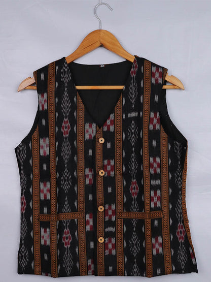 Handwoven Cotton Jacket Handloom Jacket_Women Priyadarshini Handloom 