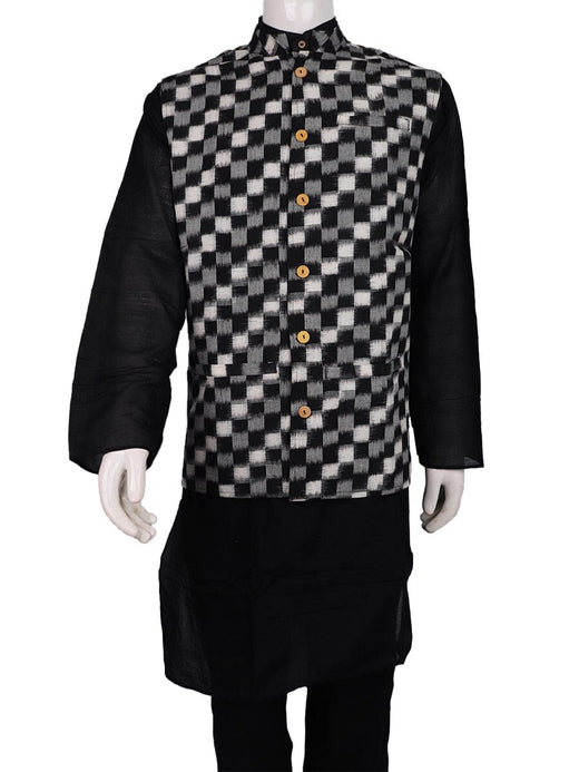 Black Sambalpuri Cotton Jacket