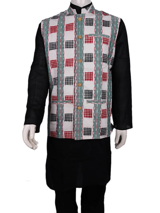 White Sambalpuri Cotton Jacket