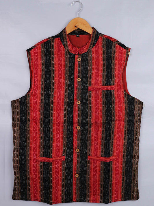 Handwoven Cotton Nehru Jacket Handloom Nehru Jacket_Cotton Priyadarshini Handloom 