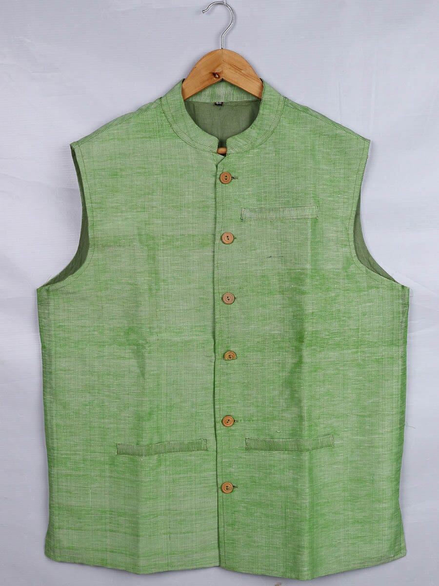 Handwoven Cotton Nehru Jacket Handloom Nehru Jacket_Cotton Priyadarshini Handloom 