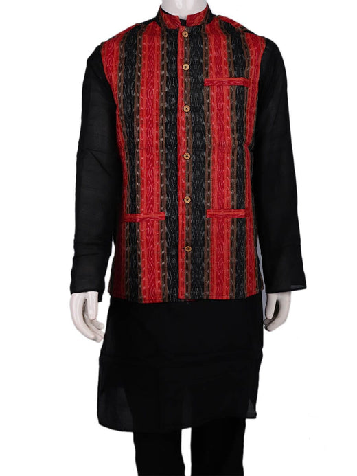 Red Sambalpuri Cotton Jacket J01-15-XS