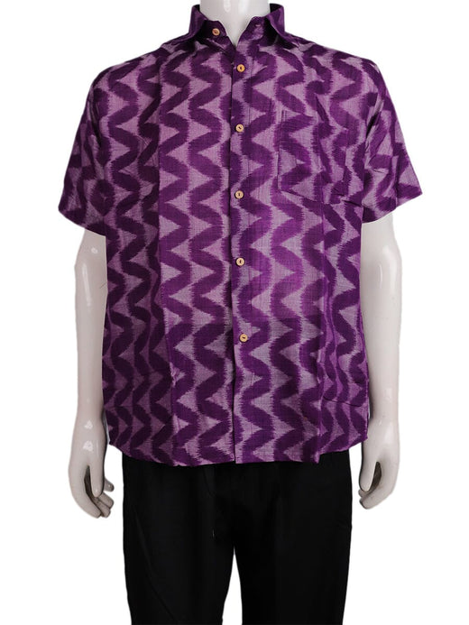 Purple Sambalpuri Cotton Shirt G25-36-XS