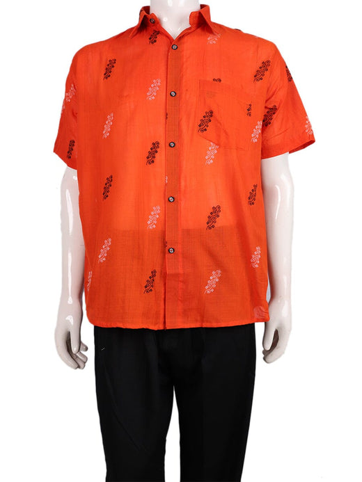 Orange Bomkai Cotton Shirt