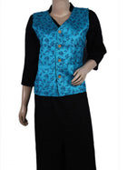 Handloom Blue Sambalpuri Tussar Silk Jacket with Blue border
