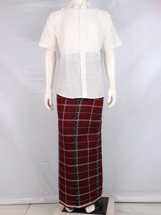 Handloom Maroon Sambalpuri Cotton Lungi