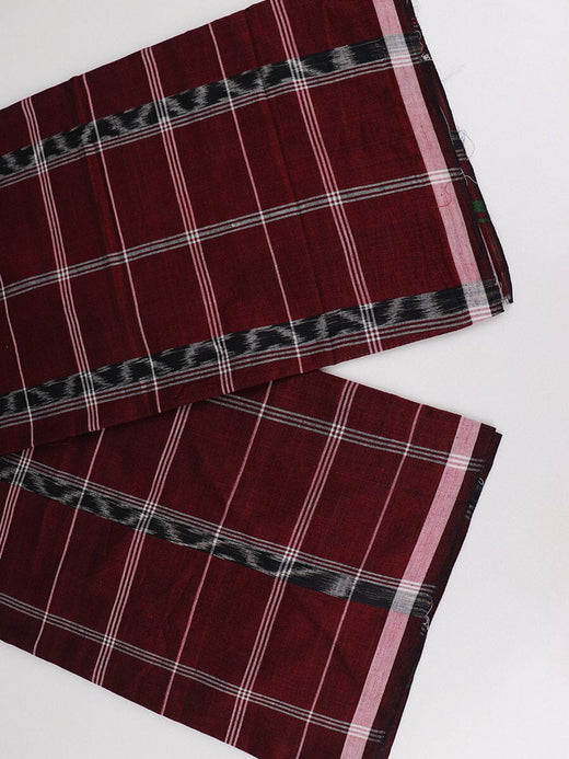 Maroon Sambalpuri Cotton Lungi E04-21-0055