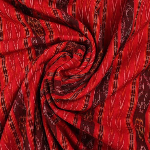 Red Sambalpuri Cotton Unstitched Fabric T01-29-0087
