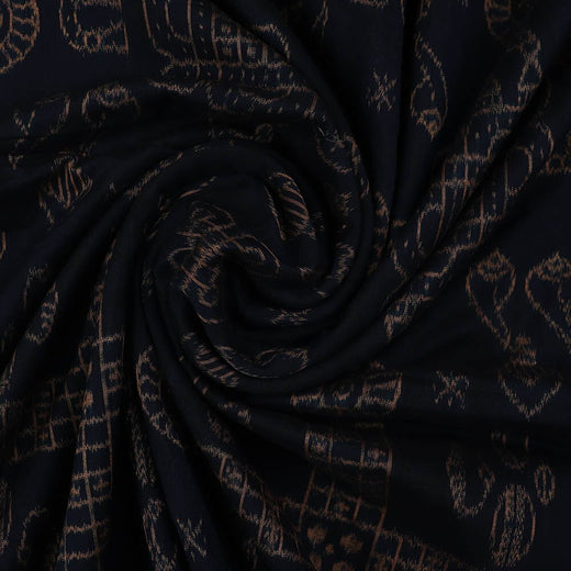 Black Sambalpuri Cotton Unstitched Fabric T01-24-0072