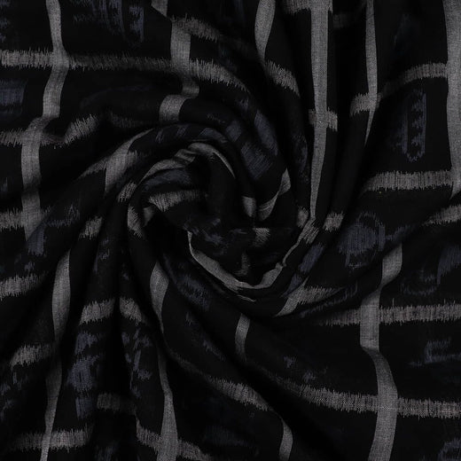 Black Sambalpuri Cotton Unstitched Fabric T01-12-0036