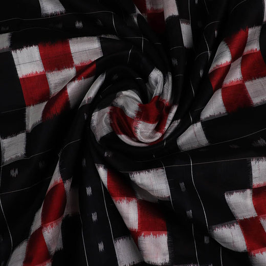 Black Pasapalli Sambalpuri Silk Unstitched Fabric T02-01-0116
