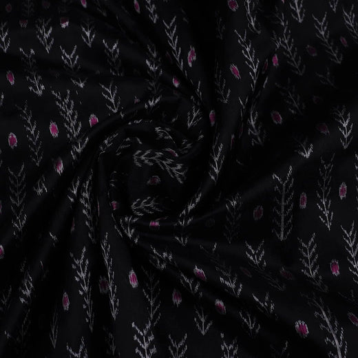 Black Sambalpuri Silk Unstitched Fabric T02-10-0137