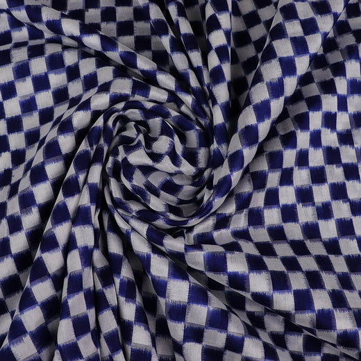 Blue Sambalpuri Silk Unstitched Fabric