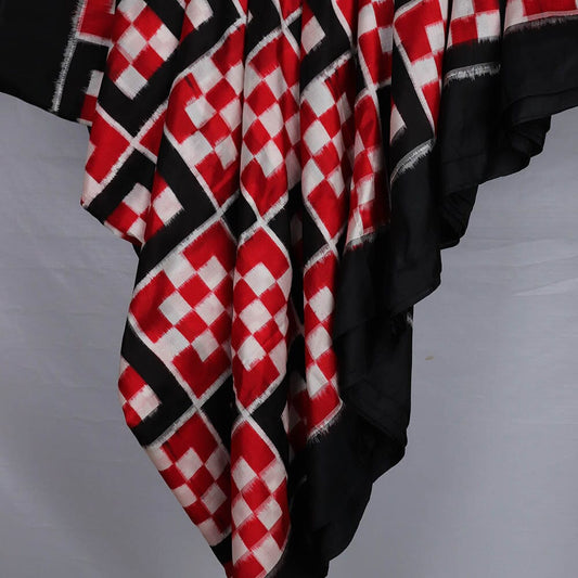 Handloom Red Sambalpuri Silk Unstitched Fabric