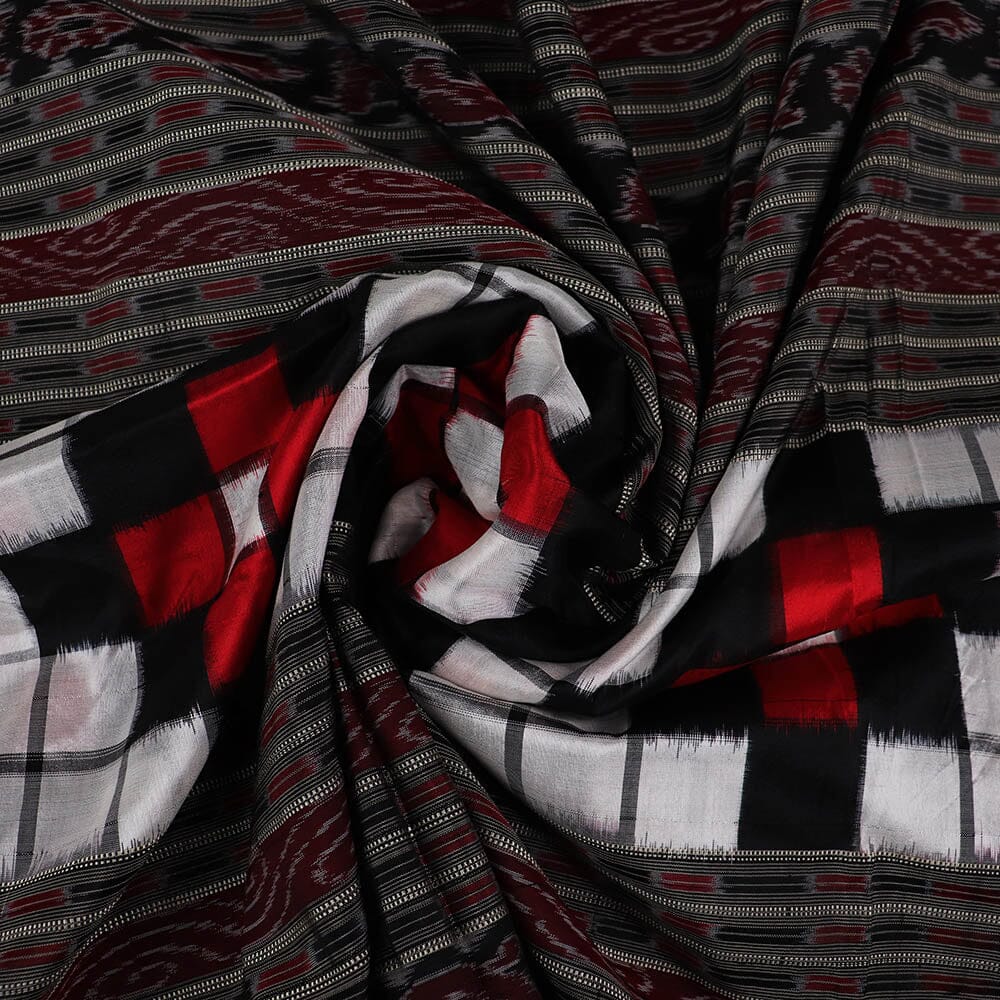 Handloom Black Sambalpuri Silk Unstitched Fabric