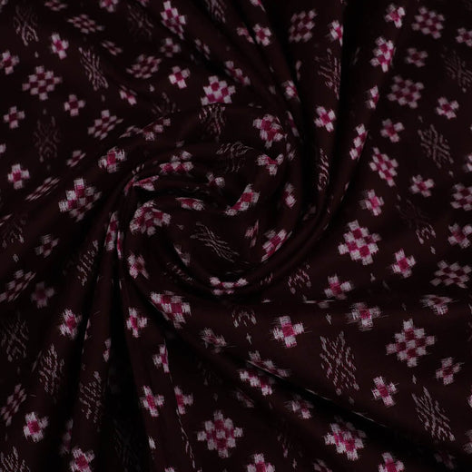 Maroon Sambalpuri Silk Unstitched Fabric T02-07-0131